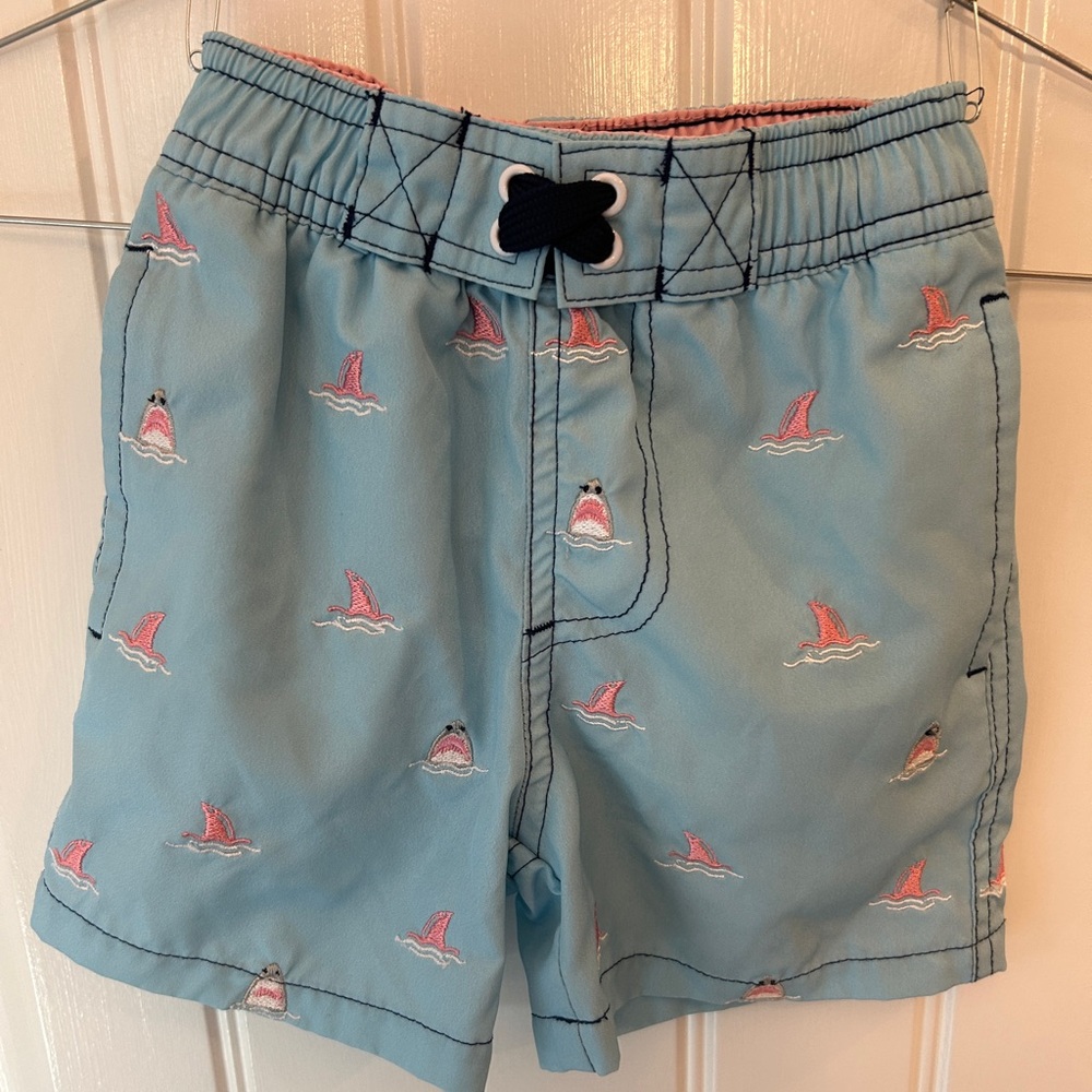Shade Critters Palm Beach Boys Baby Swim Trunks 12-18 Months Embroidered Sharks